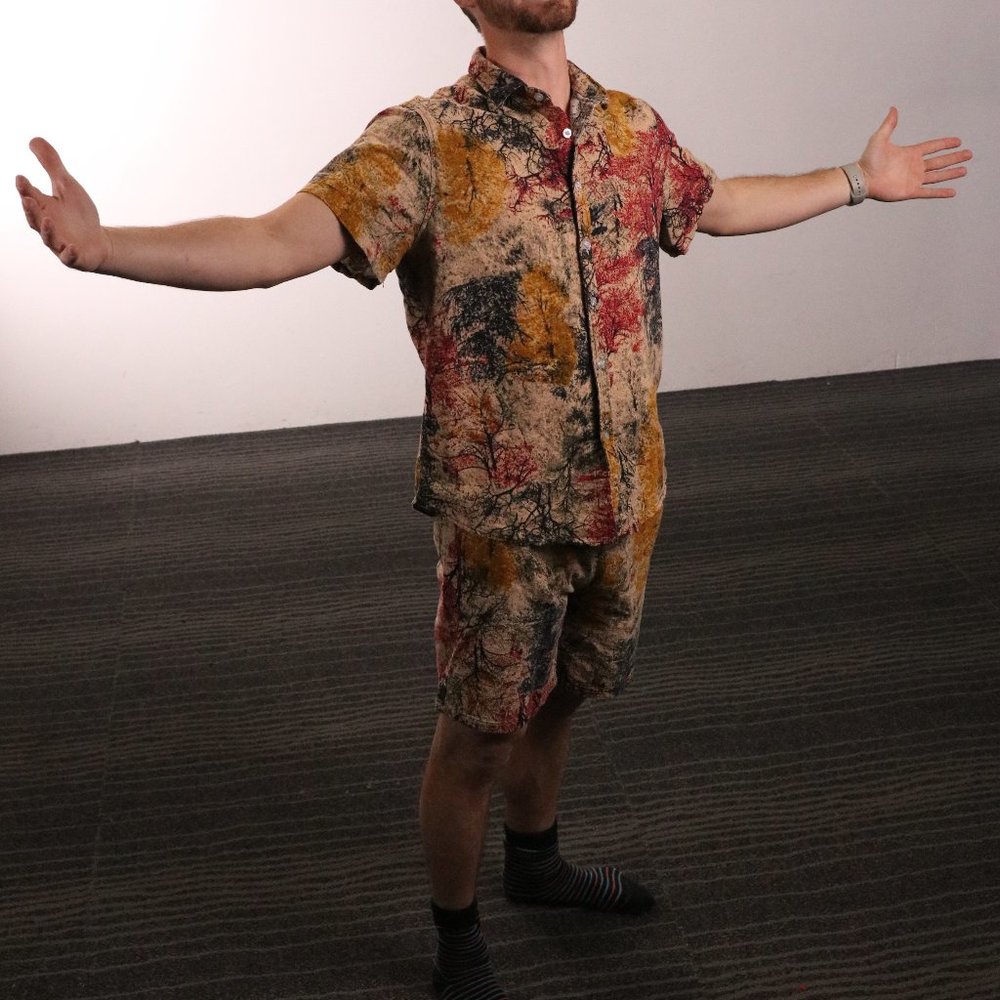 Multi-colored shirt and shorts set